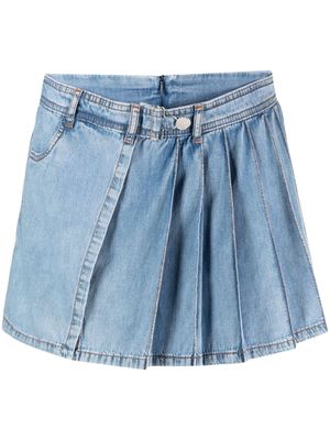 MOSCHINO JEANS short en jean à design plissé - Bleu