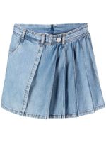 MOSCHINO JEANS pleated layered denim shorts - Bleu