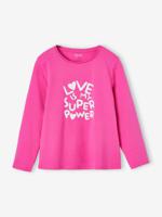 T-shirt met tekst voor meisjes fuchsia