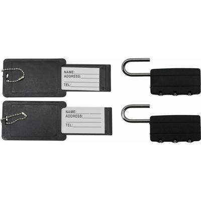 Benson Kofferlabel - 2x stuks - bagagelabel incl. hangslot - zwart - cijferslot Benson Kofferlabel - 2x stuks - bagagelabel incl. hangslot - zwart - cijferslot