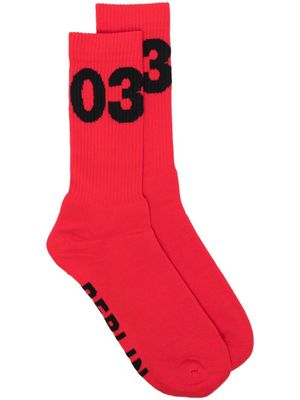 032c chaussettes 3/4 en maille intarsia - Rouge