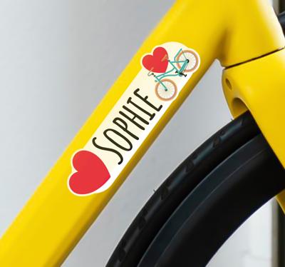 Twee harten fiets Fiets naamsticker