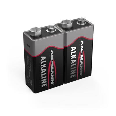 Ansmann alkaline batterij 9 volt e blok / 6lr61 2 pcs. krimp