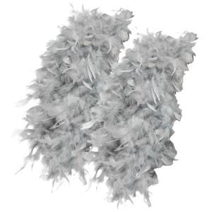 Luxe zilveren veren boa van 180 cm - 2x - 80 gram - carnaval verkleed spullen/accessoires