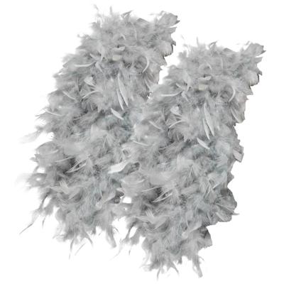 Luxe zilveren veren boa van 180 cm - 2x - 80 gram - carnaval verkleed spullen/accessoires