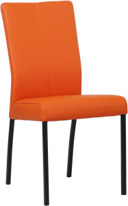 Oranje leren moderne eetkamerstoel Comfort - poot vierkant zwart - Toledo Leer Orange (oranje leer)