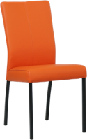 Oranje leren moderne eetkamerstoel Comfort - poot vierkant zwart - Toledo Leer Orange (oranje leer)