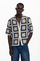 Gehaakt overhemd met korte mouwen - YELLOW - XL