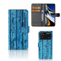 Xiaomi Poco X4 Pro 5G Book Style Case Wood Blue - thumbnail