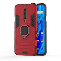 PC + TPU schokbestendige beschermhoes voor OnePlus 7 Pro met magnetische ring houder (rood)
