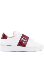 Philipp Plein baskets en cuir à plaque logo - Blanc