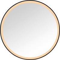 LED Wandspiegel - Livion Nadian - Lichtspiegel - 80cm - 23W - Aanpasbare Kleur - Zwart - Metaal