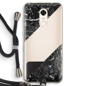 Zwart marmer: Xiaomi Redmi 5 Transparant Hoesje met koord