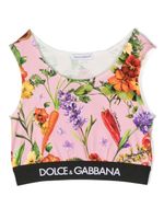 Dolce & Gabbana Kids haut crop à fleurs - Rose - thumbnail