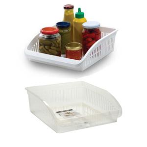 Koelkast/keuken organiser open mand - 2x - transparant - kunststof - 29 x 26 x 8 cm