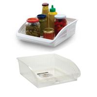 Koelkast/keuken organiser open mand - 2x - transparant - kunststof - 29 x 26 x 8 cm - thumbnail