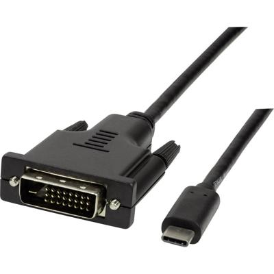 LogiLink UA0331 USB-C-displaykabel USB-C / DVI Adapterkabel USB-C stekker, DVI-D 24+1-polige stekker 1.80 m Zwart