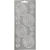 Creativ Company Stickers, bloemen, vel 10x23 cm, zilver, 1 vel