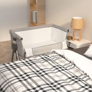 Babybed met matras linnen lichtgrijs