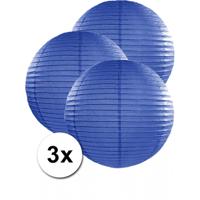 Luxe bol feest lampion - 3x - donkerblauw - dia 50 cm - papier