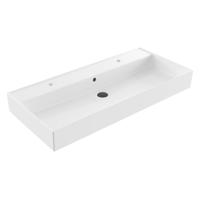 Wastafel Sanilux Edge Keramiek 100 2 Kraangaten Glans Wit Sanilux