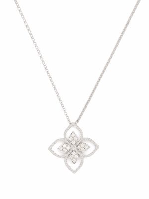 Roberto Coin collier en or blanc 18ct à pendentif Princess Flower serti de diamants - Argent