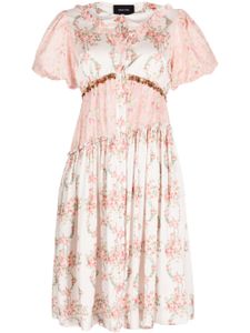 Simone Rocha robe mi-longue fleurie à manches bouffantes - Rose