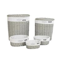 Mandenset DKD Home Decor Wit Grijs vlechtwerk 51 x 37 x 56 cm 52 x 38 x 57 cm (5 Onderdelen)