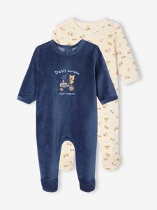 Set van 2 fluwelen slaappakjes brandweer blauw