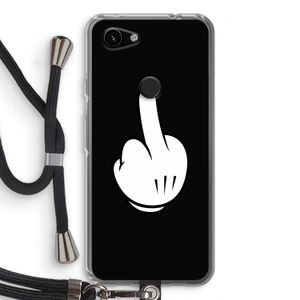 Middle finger black: Pixel 3a Transparant Hoesje met koord