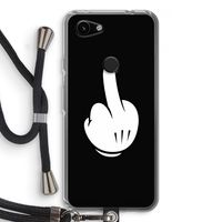 Middle finger black: Pixel 3a Transparant Hoesje met koord