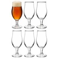 Cosy & Trendy speciaalbier glazen - set 6x stuks - 375 ml - tulpvormige bierglazen op voet