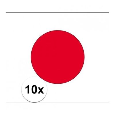 10x stuks Vlag van Japan plakstickers