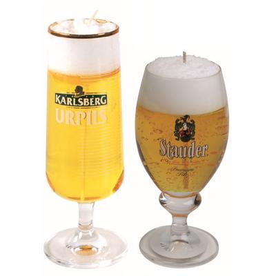 Bierkaarsen - 2x st - Stauder en Karlsberg bierglas kaarsen - bier cadeau voor mannen Bierkaarsen - 2x st - Stauder en Karlsberg bierglas kaarsen - bier cadeau voor mannen