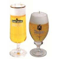 Bierkaarsen - 2x st - Stauder en Karlsberg bierglas kaarsen - bier cadeau voor mannen