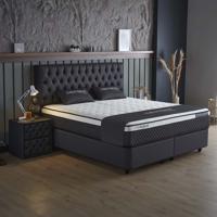 1-Persoons Boxspring met opbergruimte Chestybedd - Zwart/ Antraciet 90x200 cm - Pocketvering - Inclusief Topper - Dekbed-Discounter.nl