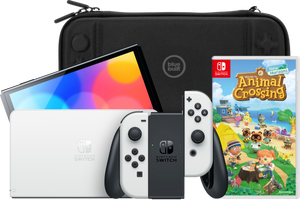 Nintendo Switch OLED Wit + Animal Crossing New Horizons + BlueBuilt  Beschermhoes