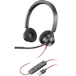 HP Poly Blackwire C3320-M Over Ear headset Computer Kabel Duo Zwart Headset, Volumeregeling, Microfoon uitschakelbaar (mute)