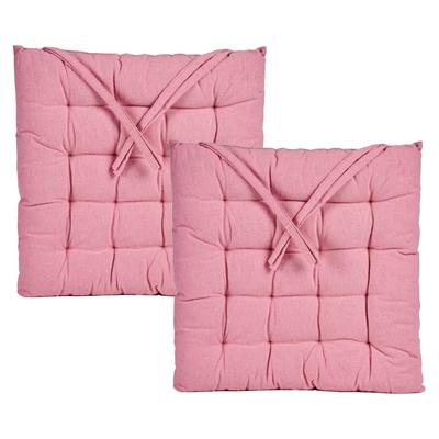 Stoelkussen Decorama - 2x - binnen/buiten - roze - 40 x 40 x 5cm - polyester