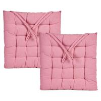 Stoelkussen Decorama - 2x - binnen/buiten - roze - 40 x 40 x 5cm - polyester