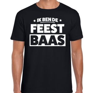 Fun t-shirt feest baas zwart voor heren - feest liefhebber shirt