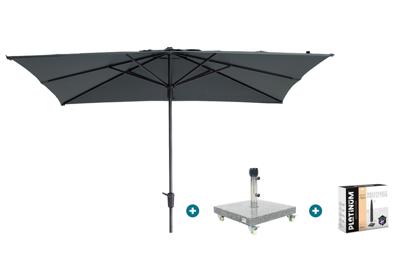 Madison Syros Luxe stokparasol 280x280 cm. - Grey met Sevilla voet en hoes