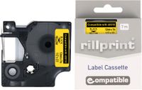 Rillprint compatible D1 tape voor Dymo 45018, 12 mm, zwart op geel - thumbnail