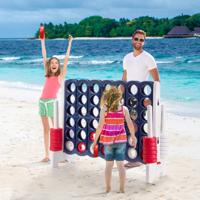 4-Op-Een-Rij Spel 4-Op-Een-Rij Bordsets met 42 Jumbo Ringen 120 x 42 x 104 cm Wit + Donkerblauw