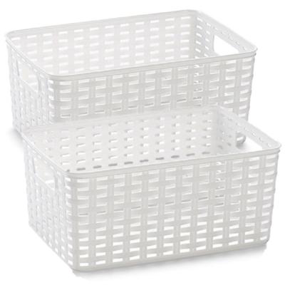 Opbergmand - 6x stuks - Kastmand - rotan kunststof - wit - 10 Liter - 22 x 33 x 16 cm
