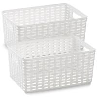Opbergmand - 6x stuks - Kastmand - rotan kunststof - wit - 10 Liter - 22 x 33 x 16 cm