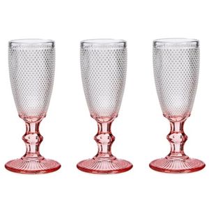 Luxe Monaco serie Champagneglazen set 6x stuks op roze voet 180 ml