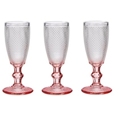 Luxe Monaco serie Champagneglazen set 6x stuks op roze voet 180 ml