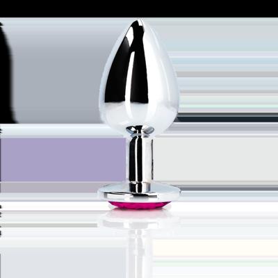 Ouch! by Shots Hartje Gem Buttplug - Klein - Zilver/Rubelliet Roze