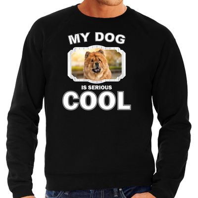 Chow chow honden sweater / trui my dog is serious cool zwart voor heren Chow chow honden sweater / trui my dog is serious cool zwart voor heren